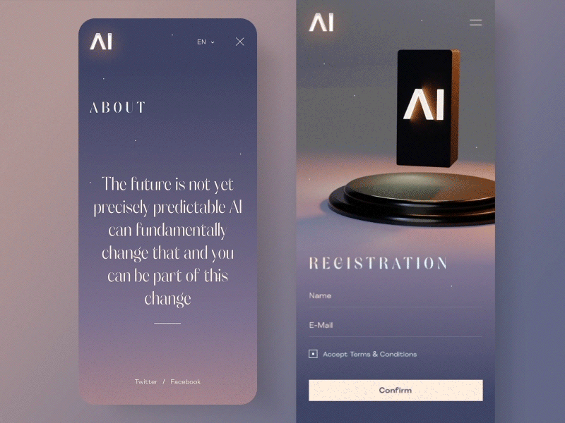#90 AI Conference Mobile | Concept 🧠 🏆 3d award blender challenge gradient mobile principle stage transition typography