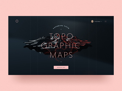 #91 Topographic Maps 🗺 🌍 3d blender branding challenge dark desktop header hero map red topographic