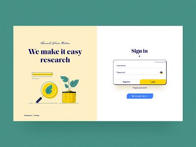 #98 Research login / Crafted illustration 🎨✏️ branding challenge desktop handcrafted illustration input login texture typography yellow