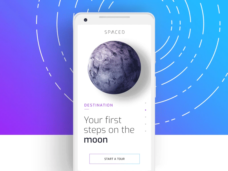 #SPACEDchallenge | App concept Scene 2 app mobile moon planet purple spaced spacedchallenge star transition