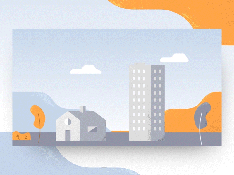 Illustration | Housing Estate 3D layers 3d ae building depth estate focus grey house housing layer mask orange