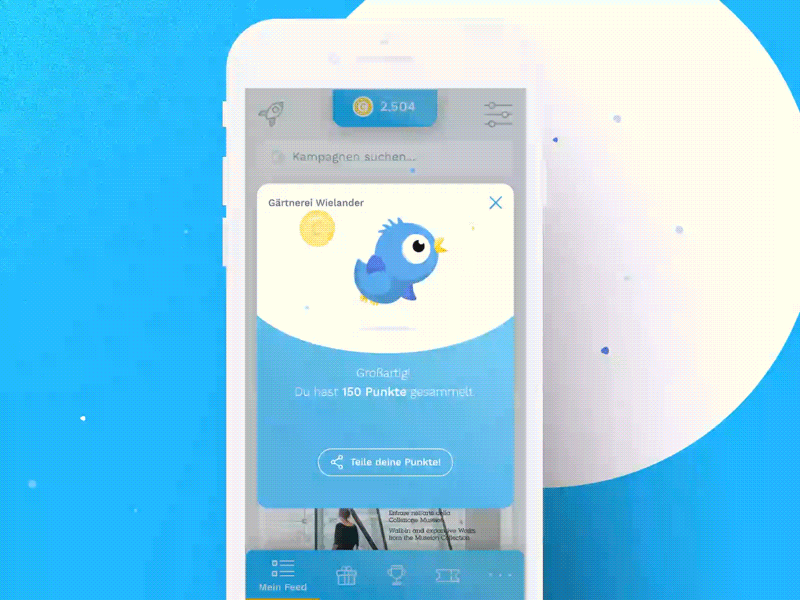 WIP | Affiliate Mobile App affiliate app bird blue coin counting friend friendventure mobile redesign venture