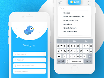 Tweety 2.0 | Login + Search affiliate bird bird illustration blue coin fly keyboard mobile phone rocket screen search tweet