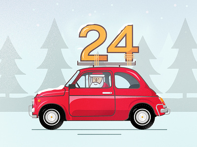 Santa claus is coming to town 🎅 24 car cartoon christmas driving kaefer red santa santa claus town tree vw xmas