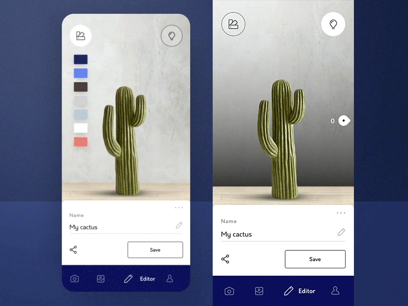 Photo editor 📷 adjustment bottombar brightness cactus color drag editor icon mobile photo slider transition