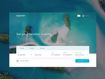 skyscanner, get your vacation running ✈️ 🌴 | Concept blue booking booking form desktop form holiday input inputs redesign skyscanner vacation web