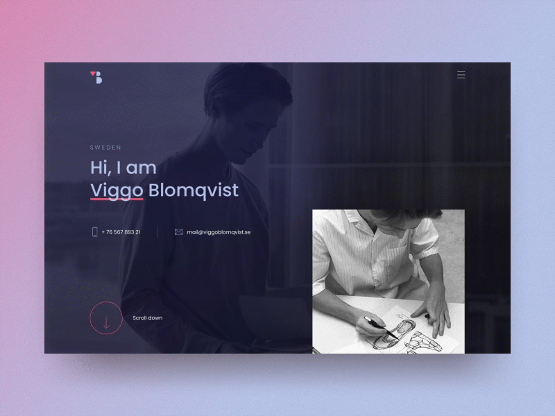#8 Viggo Blomqvist-Portfolio 🇸🇪Menu animation bicycle bike branding branding design dark desktop interaction logo menu pink sweden transition website