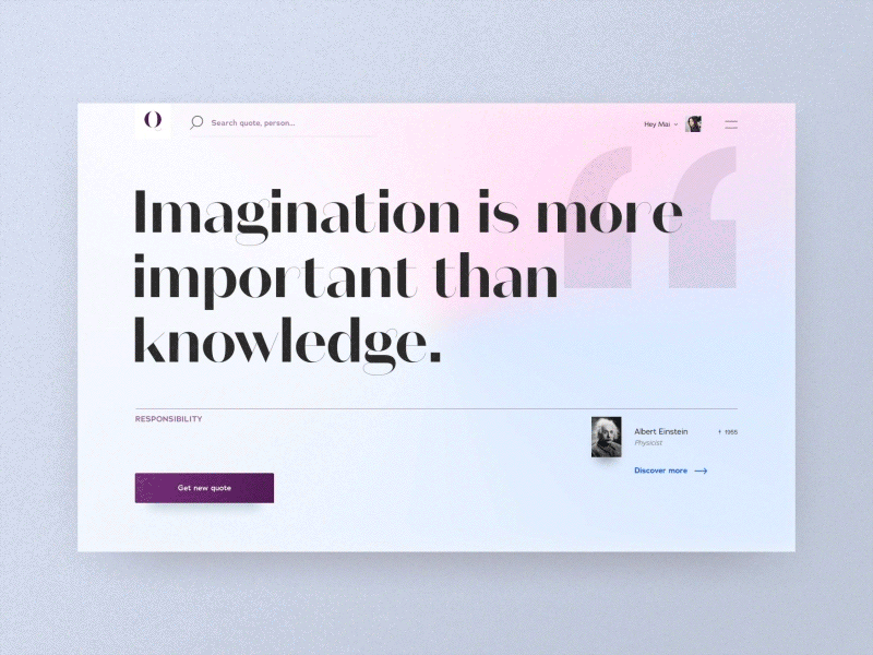 #10 Quota - Get your daily quote ✌️Animation animation branding cologne daily desktop gradient purple quotation quote transition typography web website