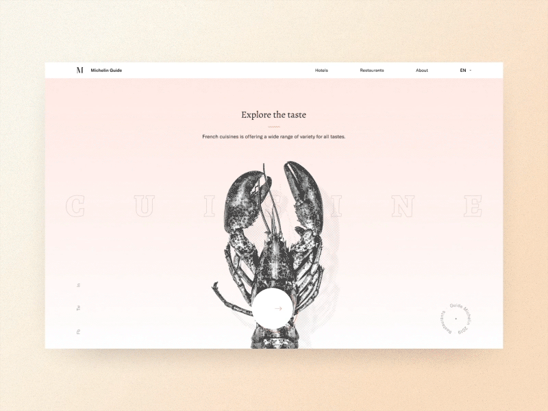 #14 Guide Michelin | Web version 🦀 animation branding cursor france graphic guide lobster restaurant restaurant logo website website design