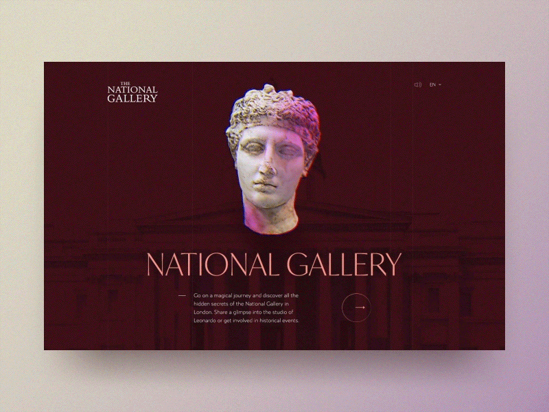 National Gallery of London | Distortion 🏛🎨 art culture desktop distortion gallery head hover interactive landingpage london museum principle prototyp sculpture