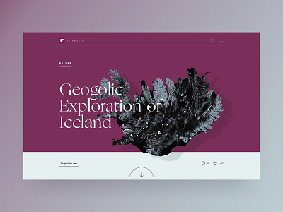 Icelandic Explorer 🇮🇸 | Editorial concept for Flipboard cologne desktop editorial iceland island magazine mapbox north purple rendering scandic scandinavian terrain typography