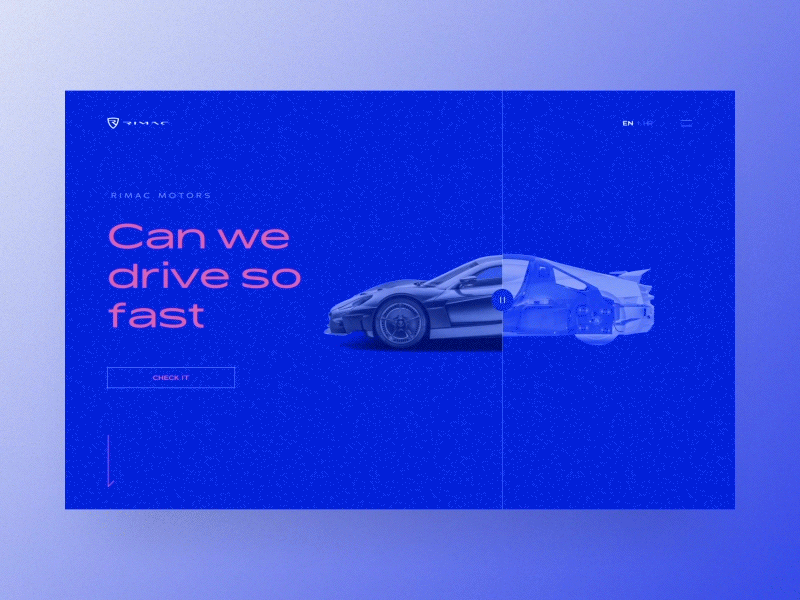 Rimac Automotive Hero | 🏎️ automotive blue car cologne desktop desktop application drag mask rimac slider transition typogaphy