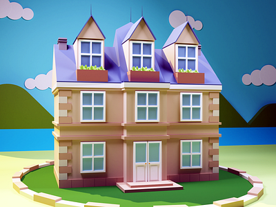 Cute House 3d blender blender3d cutehouse cycles cyclesrender home house illustration kawaiihouse