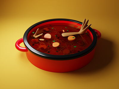 Chicken Soup 3d blender blender3d blendercycles blendercyclesrender blenderrender chicken chickensoup cycles cyclesrender illustration soup