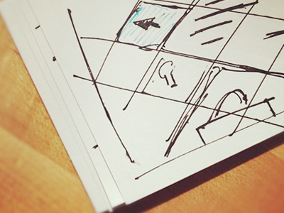 Sketching homepage concepts notecard sketch