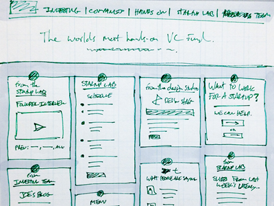 Wireframe sketch for Google Ventures homepage designstudio googleventures homepage masonry