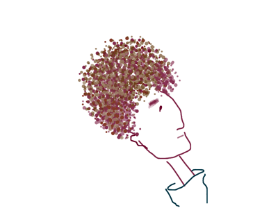 Curly hair, turtleneck brushes app curls guy hair head headshot illustration