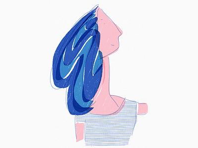 Blue Hair blue hair girl illustration sketches app summer