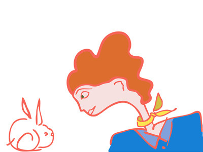 Girl With Rabbit brushes illustration ipad