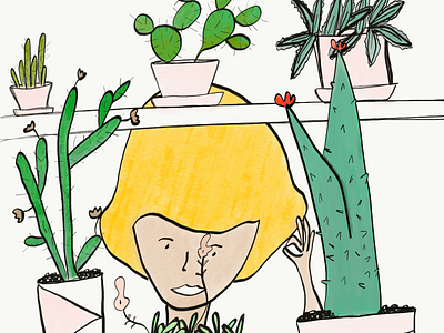 All Okay adobesketchapp flowers girl illustration plants succulents