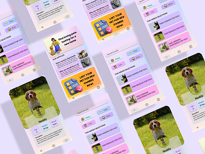 PETSD: The interactive app for finding pets! app finder gradient petfinder pets phone ui