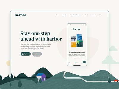 Harbor marketing site app design illustration marketing site product design