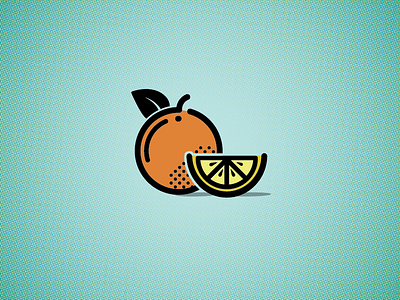 Citrus citrus contour flat icon line orange