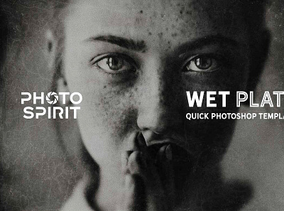 WET PLATE Photoshop Template PRO actions borders digital effects images old photo overlays patina photography photos photoshop plate retro smart layers templates textures vintage wet
