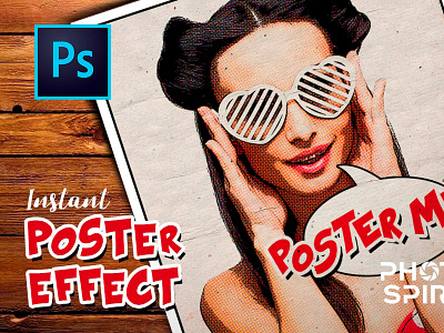 Instant Poster Effect PSD Template adobe cartoon effects instant photo photoshop poster print psd retro smart layers template vintage