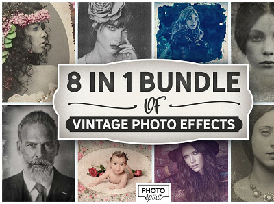 8-IN-1 BUNDLE Vintage Photo Effects actions blue bundle cyanotype digital effect effects filter machine old overlays photo photocopy photographers photography photoshop plugin retro textures vintage