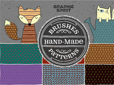 Hand Made Brushes & Patterns art artistic brushes cartoon colorful doodle grunge hand drawn hand made illustrator ink lines pack patterns pen pencil sketch square textures vector