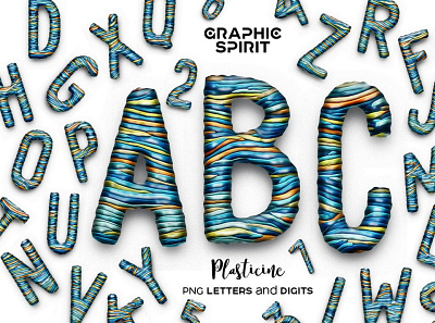 Plasticine PNG Font art clay design digital effect emboss font lettering letters plasticine png textures van gogh