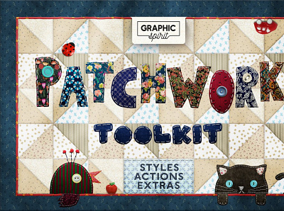 PATCHWORK Effect Photoshop TOOLKIT action background brushes design effect font free layer pack patchwork patterns photoshop retro style styles template text texture toolkit vintage