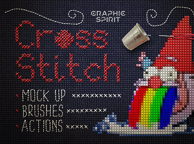 Cross Stitch Photoshop Action actions add on brushes canvas cross cross stitch design effect embroidery fonts free mock up mockup patterns photoshop stitch styles template textures thread