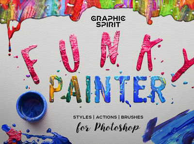 FUNKY PAINTER Photoshop Creative Kit actions art brushes creative drawing effect kit knife layer mural oil old paint patina photoshop realistic painting retro styles texture vintage