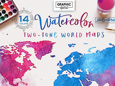 Watercolor Maps - TWO-TONE PACK