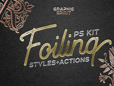 FOIL STAMP Photoshop Styles+Actions actions design effect foil gold holographic hot letters mockup old paper photoshop psd retro silver stamp styles template textures vintage