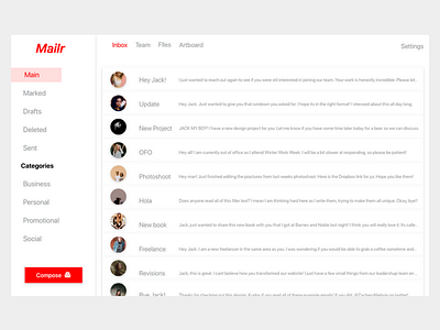 Mailr Business Email System adobe xd interface material minimal modern ui ux web design website