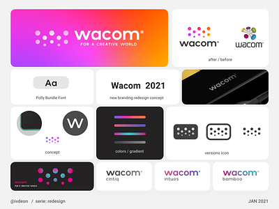 WACOM Concept by: Deon branding design gradient icon logo minimal points redesign wacom