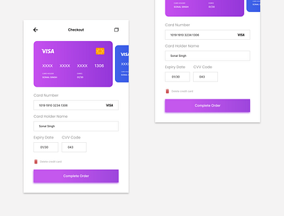 Daily UI - 002/100 Credit Card creditcard dailyui dailyui002 dailyuichallenge figma ui uidesign uidesigner uiux