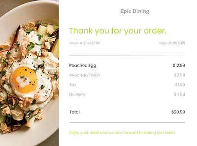 Daily UI #017 Email Receipt dailyui dailyui017 dailyuichallenge design email emailrecipt figma foodreceipt ui uidesign uidesigner uiux