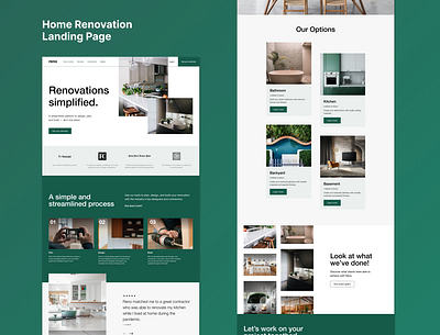 Home Renovation Landing Page design figma homedesign landingpage renovatewebsite renovation ui uidesign uidesigner uiux userexperience userinterfacedesign webdesign websitedesign