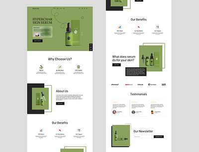Skincare Product Landing Page design figma landingpage productdesign serumdesign skincaredesign ui uidesign uidesigner uiux userexperience userinterface webdesign