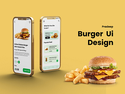Burger App Ui Design app branding design graphic design illustration logo typography ui ux vector