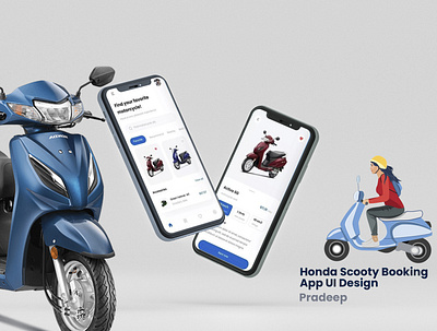 Honda Scooty Booking App UI Design app branding design graphic design illustration logo typography ui ux vector