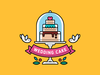 Wedding cake illustration bridal cake invitation logotype vector wedding