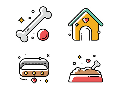 Pet shop icon set