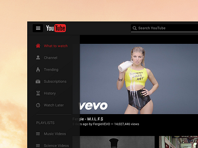 YouTube Redesign — Night version