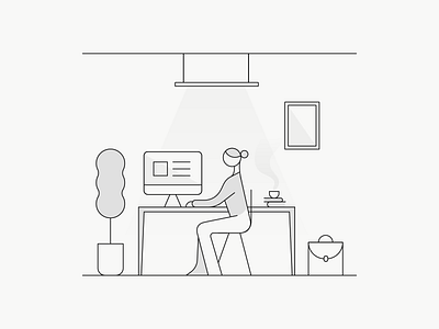 Home Office black design dribbble geometric geometry home office icon iconography icons illustration line line art lineart lines linework minimal office space white workspace