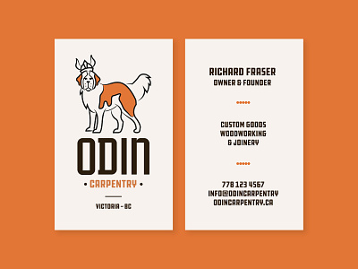 Odin Business Cards branding business cards carpentry design dog illustration logo odin saintbernard